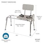 Transfer Bench and Shower Chair with Non Slip Aluminum Body,2
